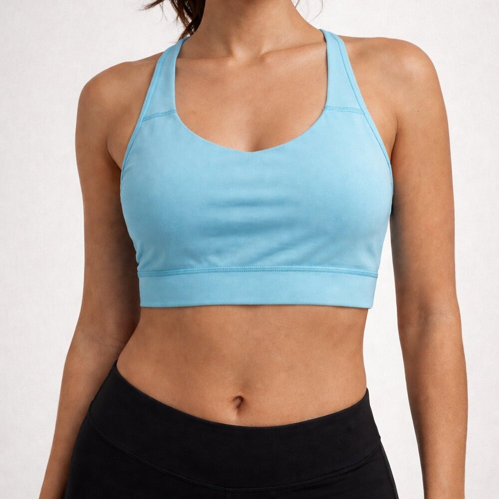 Avia Pastel Blue Cross Back Spring Gym Minimalist Women's Size Medium Sports Bra